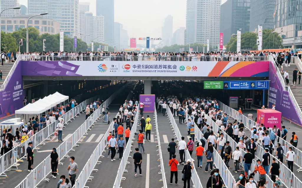 大型赛事日的交通枢纽与人流组织示意场景